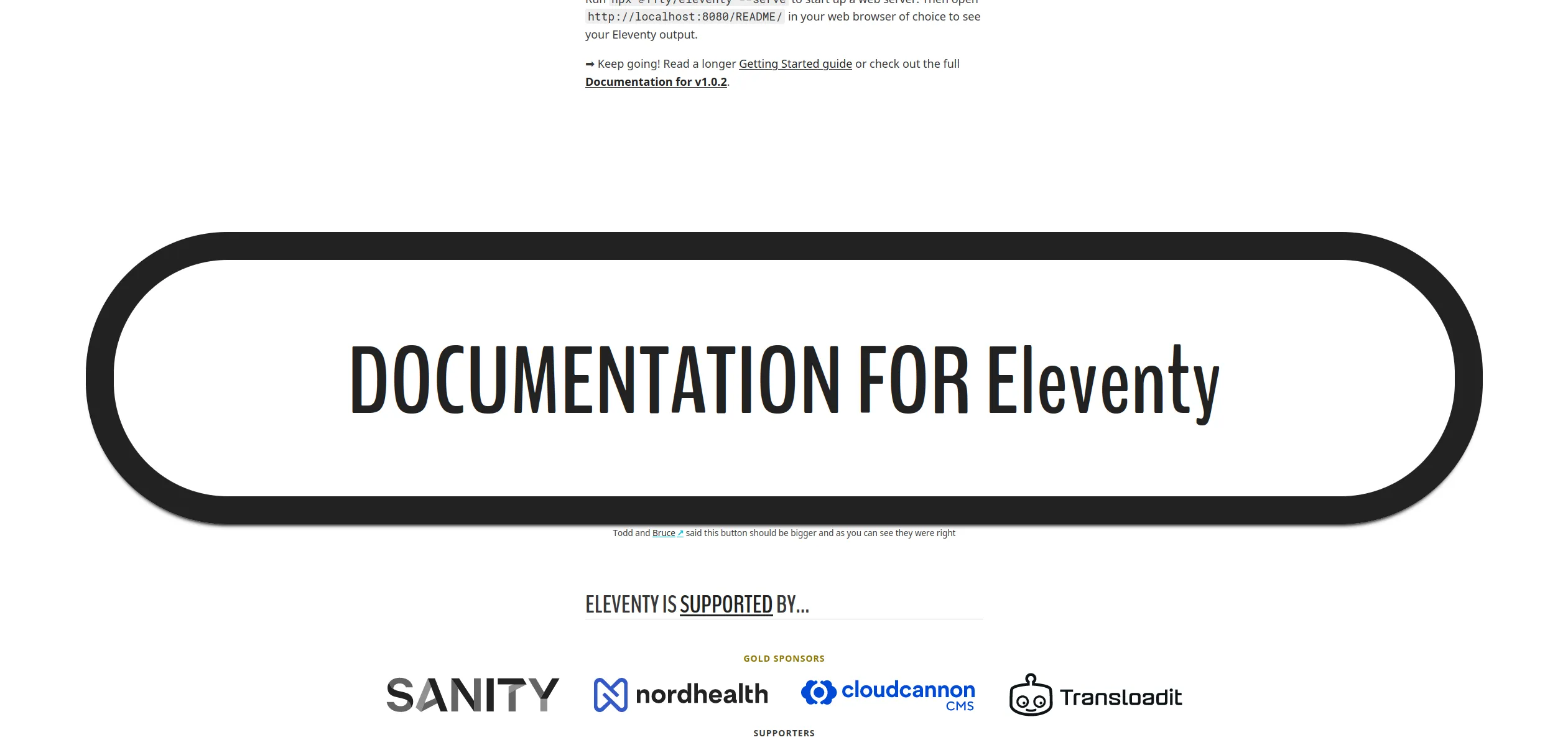 11ty documentation button